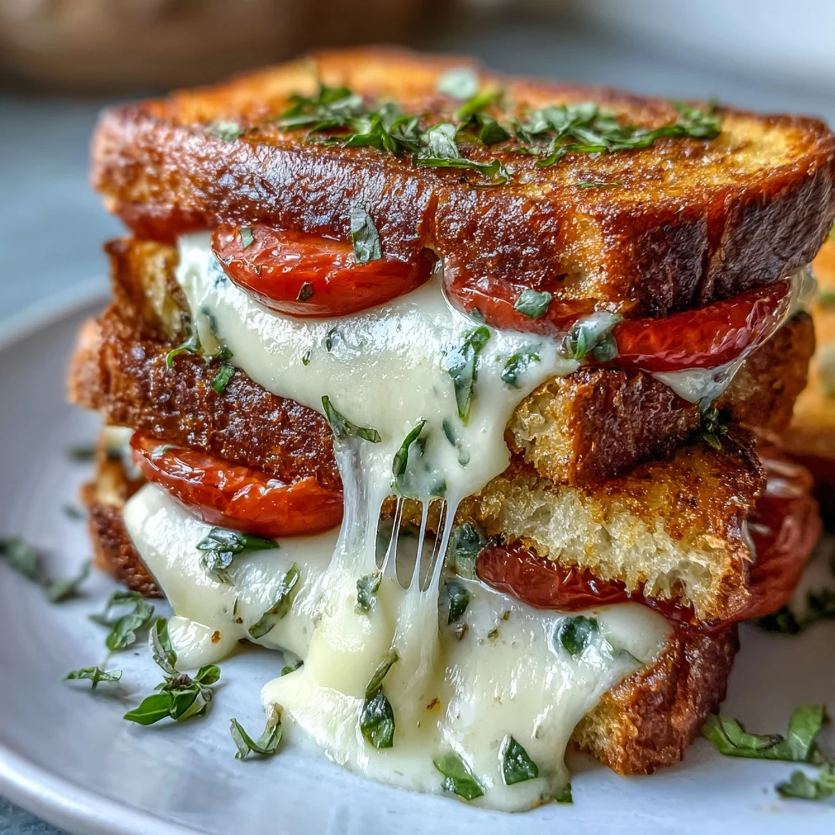 Bright Caprese Grilled Cheese Dippers, golden toasted, ready for dipping, so delicious.