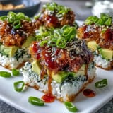 Our Crispy Rice Salad with Avocado and Spicy Tuna looks fresh, ready to eat with a spicy kick.