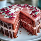 Moist Bridal Shower Rosé Velvet Cake, ready to enchant any celebration.