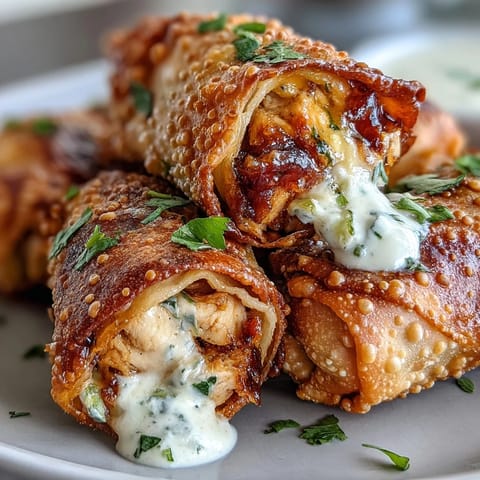 A hand dipping a Mini Chicken Chimi into a small bowl of jalapeño cream cheese, steam rising from the crispy exterior.