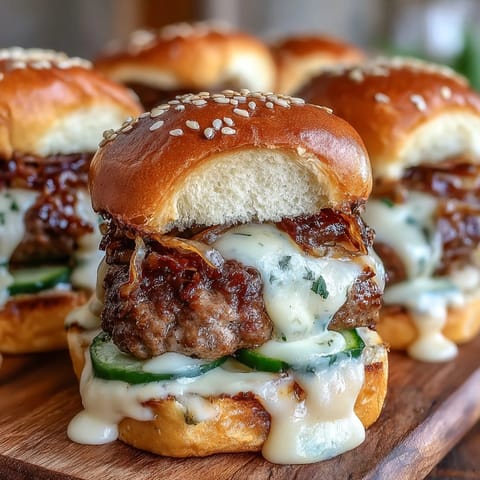 Twelve savory Touchdown Brat Sliders served on a platter for an easy game day party.
