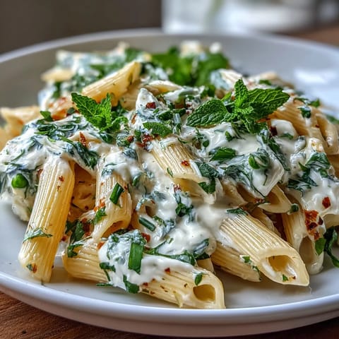 Creamy pea and ricotta pasta with mint, garnished with Parmesan and lemon zest in a rustic bowl.  