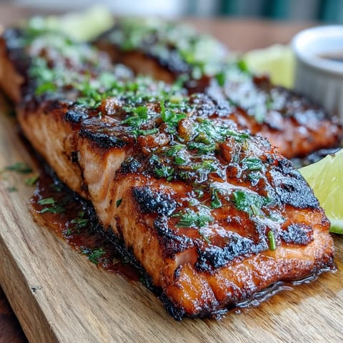 Cedar Plank Salmon with Lemon Dill sizzling on a smoky cedar plank, garnished with fresh dill sprigs.
