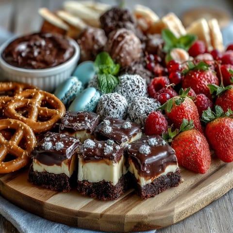Vibrant grad party dessert board with mini brownies, lemon bars, and colorful cake slices for sharing.
