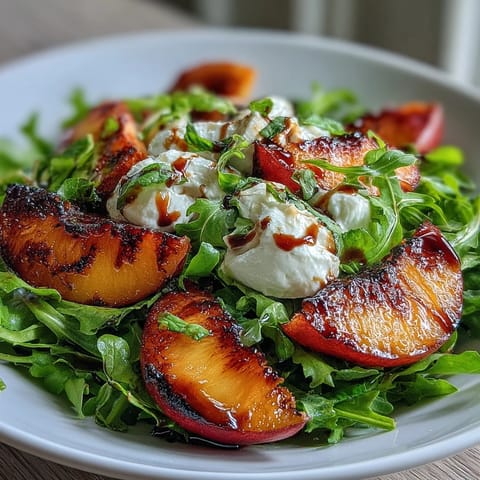 Grilled Peach Burrata Honey Salad