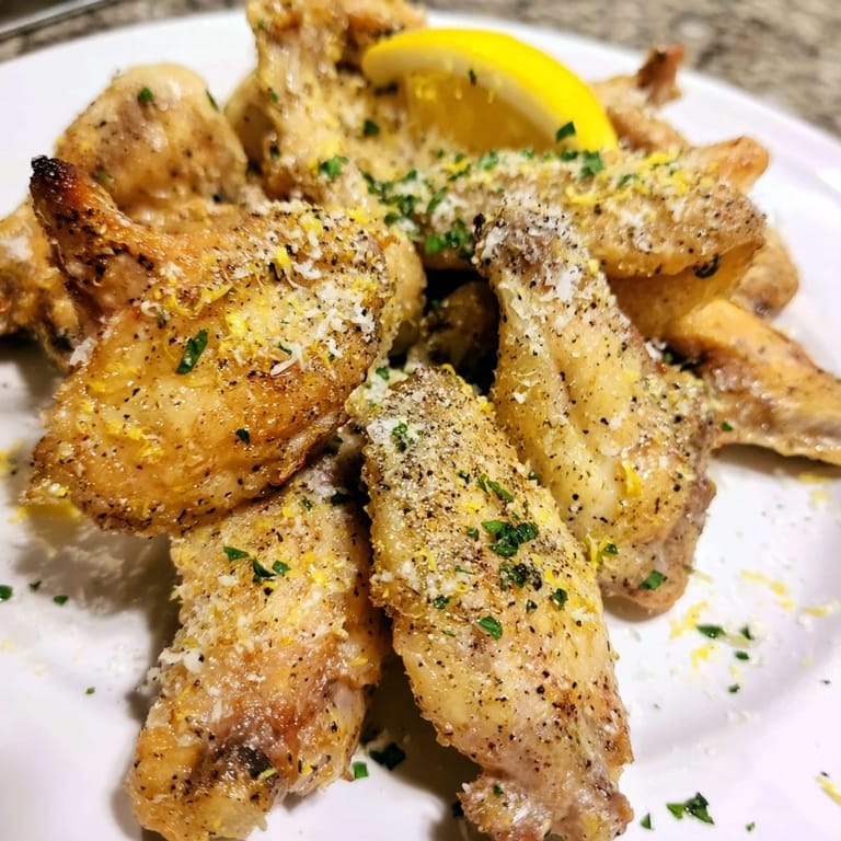 Crispy baked Lemon Pepper Wings tossed in melted butter with cracked black pepper and bright lemon zest.