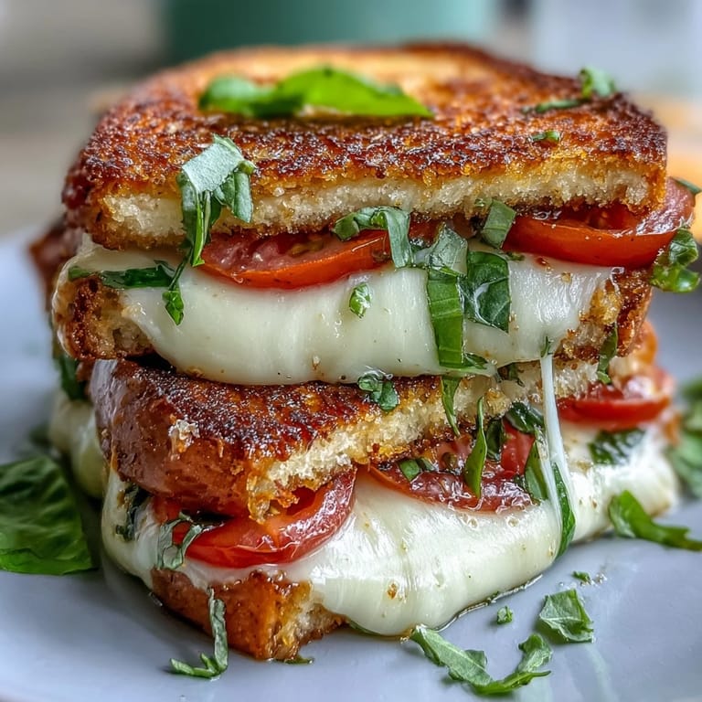 Savor Caprese Grilled Cheese Dippers, oozing mozzarella with juicy tomato and basil.