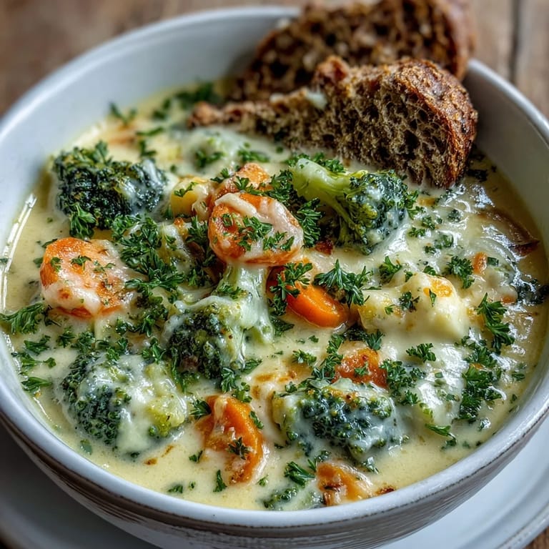 A comforting bowl of Broccoli Cheddar Soup topped with extra shredded cheddar, showcasing tender broccoli florets and a velvety, golden-orange cream base.