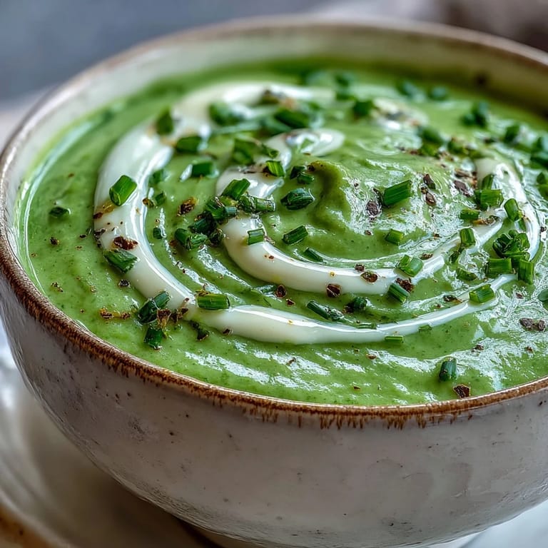 A spoon lifts a creamy serving of homemade Cream of Broccoli Soup with tender green florets.