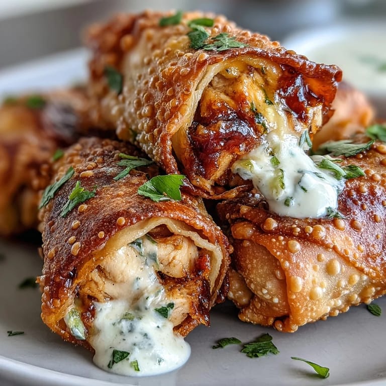 A hand dipping a Mini Chicken Chimi into a small bowl of jalapeño cream cheese, steam rising from the crispy exterior.
