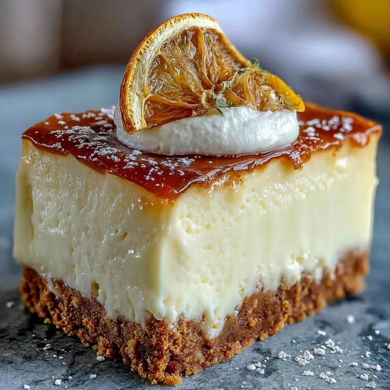 Slice of creamy limoncello cheesecake bars with graham cracker crust, dusted with powdered sugar and fresh lemon zest.