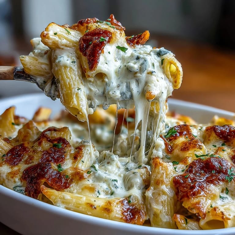 A comforting One-Pot Cheesy Pasta Bake with melted mozzarella and cheddar baked to perfection.