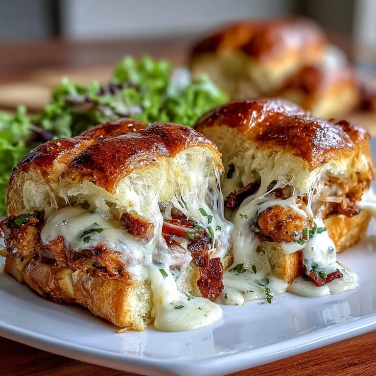 Savory Kentucky Hot Brown sliders with roast turkey, crispy bacon, and rich Mornay sauce on buttery brioche buns, ideal for entertaining.