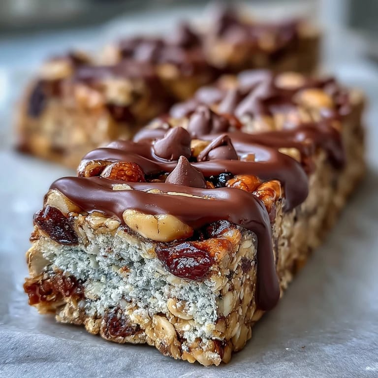 Stack of No-Bake Granola Energy Bars with chocolate chips and coconut, perfect for hiking or picnics.