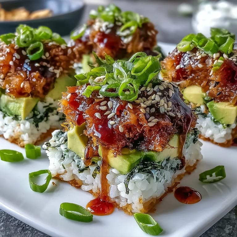 Our Crispy Rice Salad with Avocado and Spicy Tuna looks fresh, ready to eat with a spicy kick.