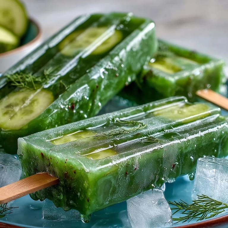 Viral TikTok Pickle Juice Popsicles: bright, tangy frozen treats on a sunny day.