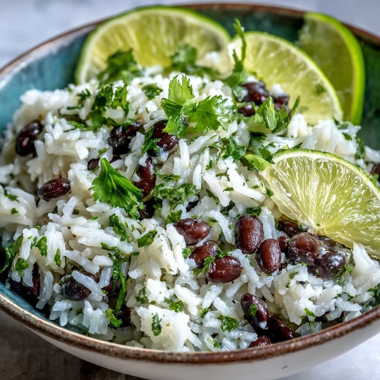 Taste of the tropics: Coconut Lime Rice with bright lime and hearty black beans.